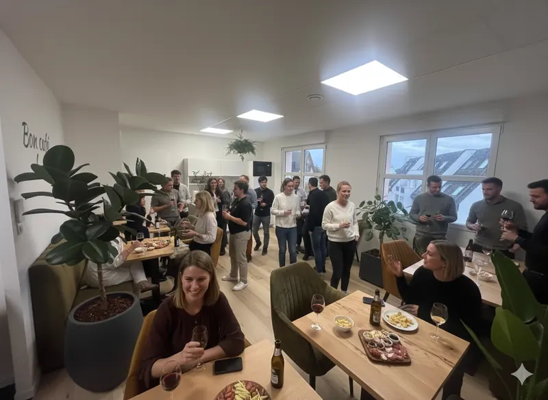 Afterwork entre coworkers dans l’espace commun